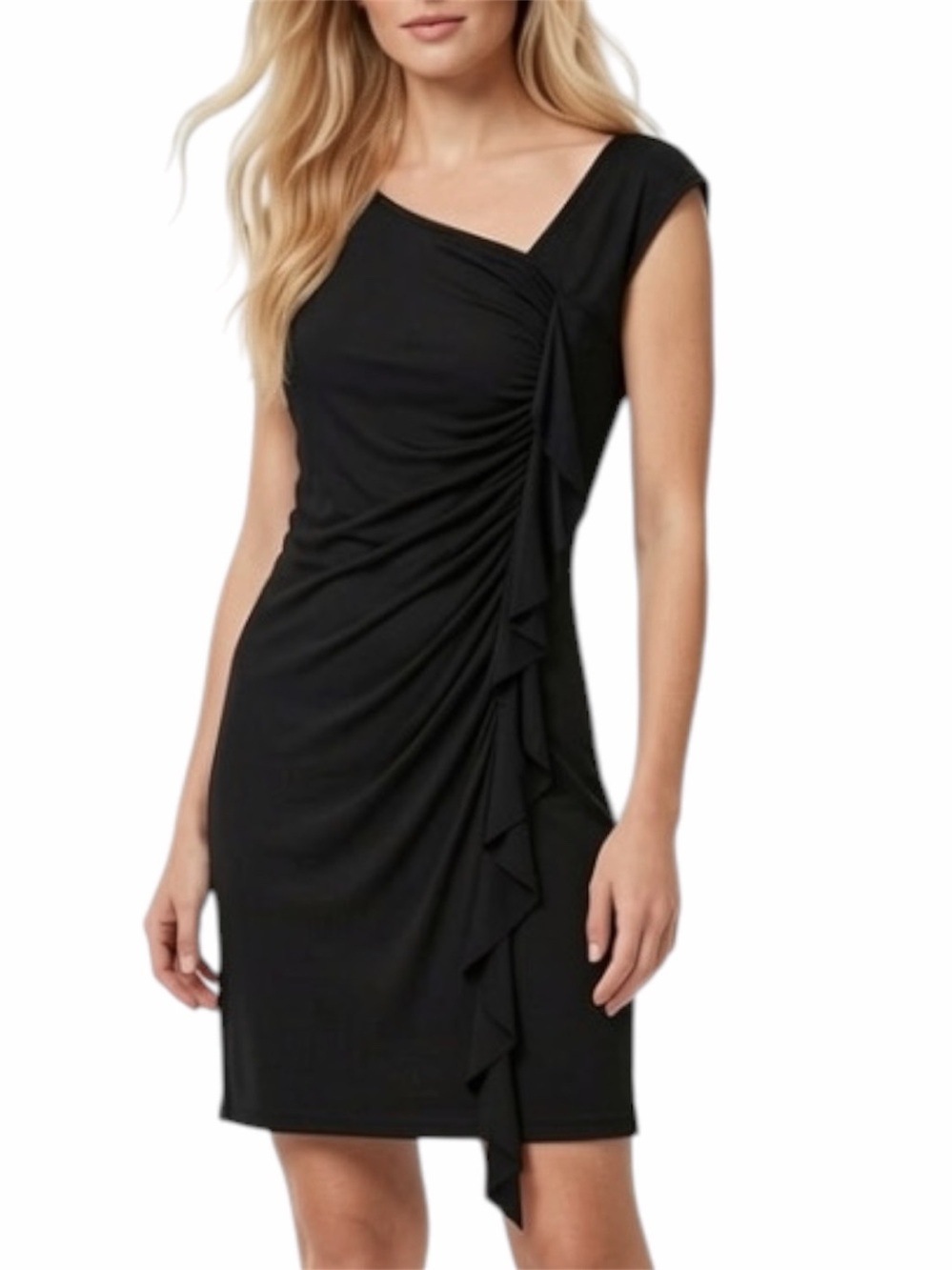 Black Ruffle Sheath Dress